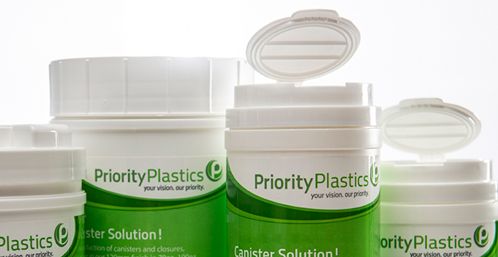 Priority Plastics HDPE Wipes Canisters