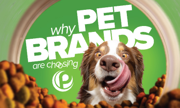 why pet brands are choosing priority plastics - an image of a dog licking his lips as he stares at dog food
